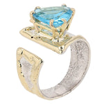 14K Gold & Crystalline Silver Blue Topaz Ring - 51819-Shelli Kahl-Renee Taylor Gallery