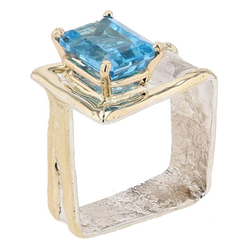 14K Gold & Crystalline Silver Blue Topaz Ring - 51822-Shelli Kahl-Renee Taylor Gallery