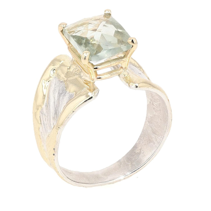 14K Gold & Crystalline Silver Prasiolite Ring - 51825-Shelli Kahl-Renee Taylor Gallery