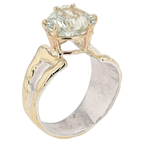 14K Gold & Crystalline Silver Prasiolite Ring - 51826-Shelli Kahl-Renee Taylor Gallery