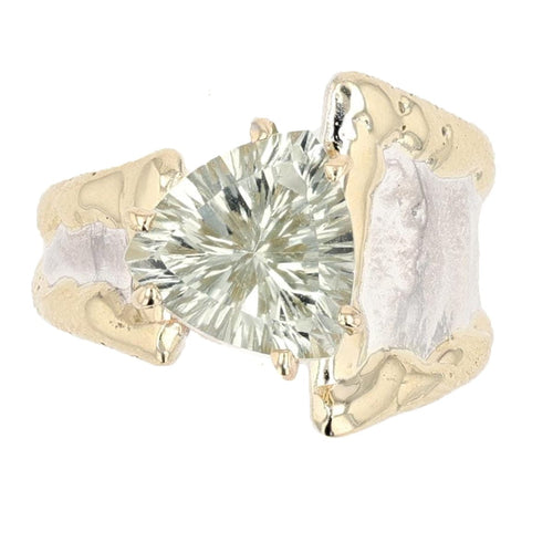 14K Gold & Crystalline Silver Prasiolite Ring - 51826-Shelli Kahl-Renee Taylor Gallery