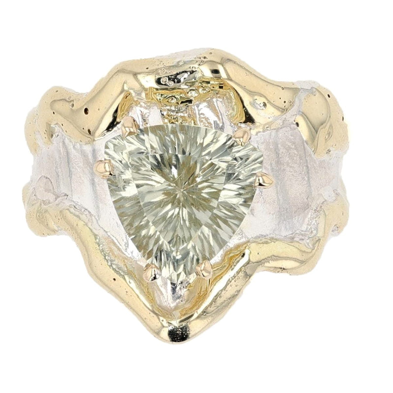 14K Gold & Crystalline Silver Prasiolite Ring - 51827-Shelli Kahl-Renee Taylor Gallery