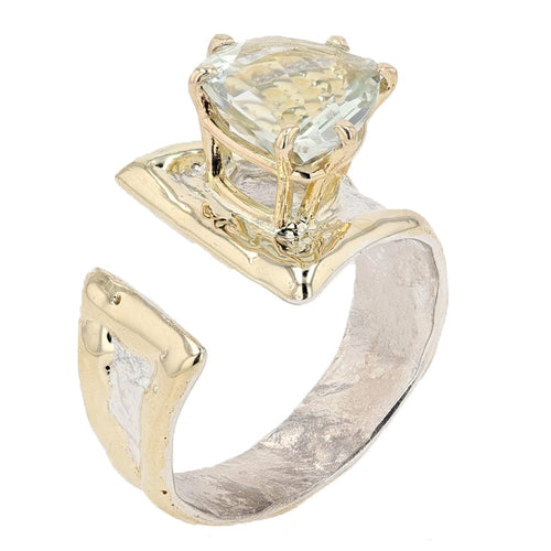 14K Gold & Crystalline Silver Prasiolite Ring - 51829-Shelli Kahl-Renee Taylor Gallery