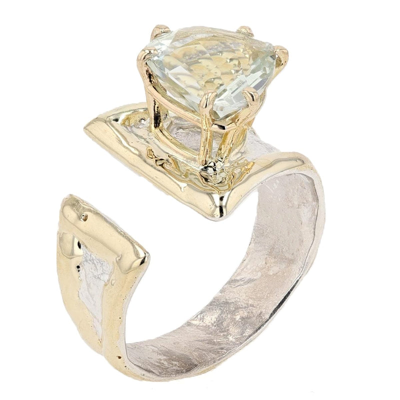 14K Gold & Crystalline Silver Prasiolite Ring - 51829-Shelli Kahl-Renee Taylor Gallery