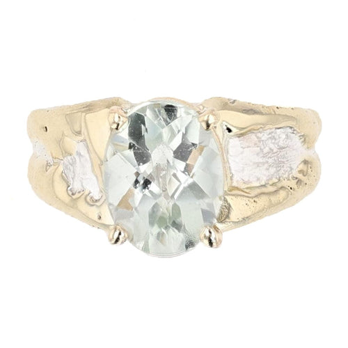 14K Gold & Crystalline Silver Prasiolite Ring - 51832-Shelli Kahl-Renee Taylor Gallery