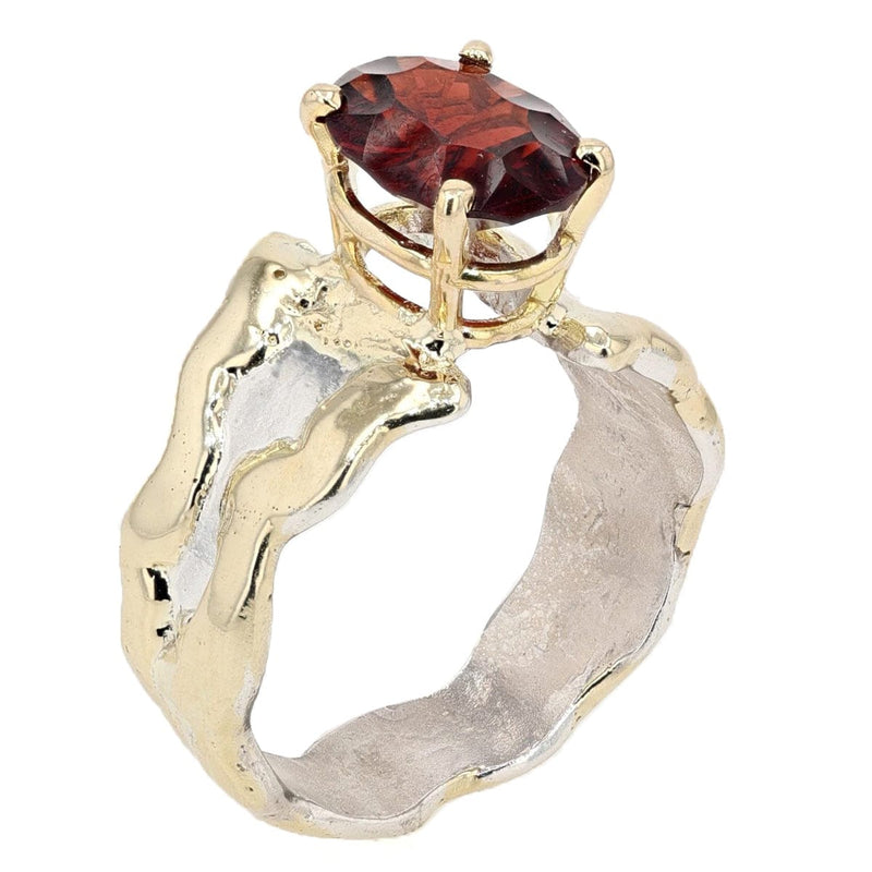 14K Gold & Crystalline Silver Garnet Ring - 51842-Shelli Kahl-Renee Taylor Gallery