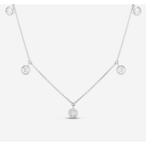 18k White Gold & Diamond Five Drop Station Necklace - 530009AWCHX0-Roberto Coin-Renee Taylor Gallery