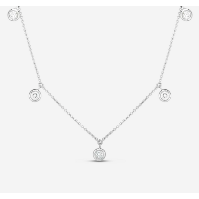 18k White Gold & Diamond Five Drop Station Necklace - 530009AWCHX0-Roberto Coin-Renee Taylor Gallery