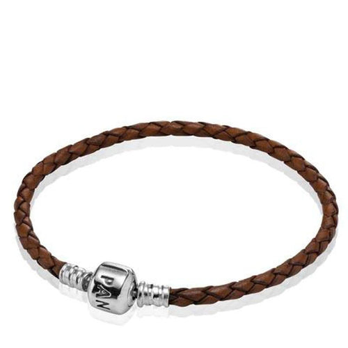 Single Brown Leather Bracelet - 590705CBN-S2-Pandora-Renee Taylor Gallery
