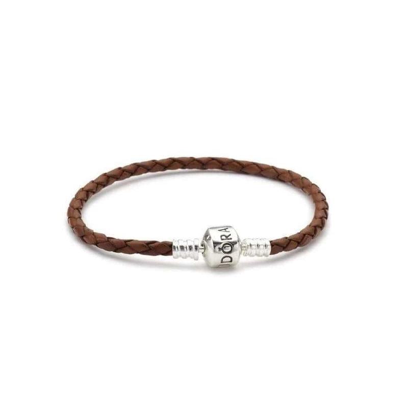 Single Brown Leather Bracelet - 590705CBN-S3-Pandora-Renee Taylor Gallery
