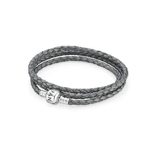 Triple Silver Leather Bracelet - 590705CSG-T2-Pandora-Renee Taylor Gallery
