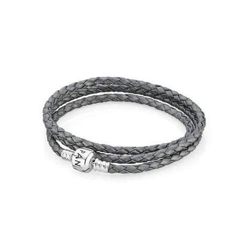 Triple Silver Leather Bracelet - 590705CSG-T3-Pandora-Renee Taylor Gallery