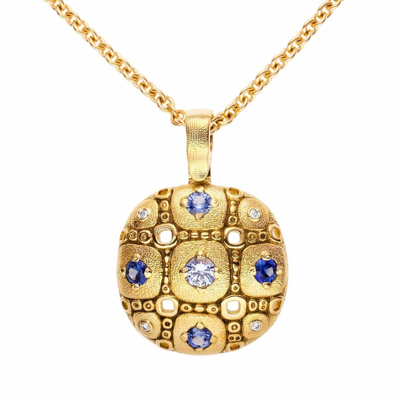 18K Little WIndows Sapphire & Diamond Pendant - M-113S-Alex Sepkus-Renee Taylor Gallery