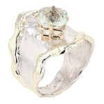 14K Gold & Crystalline Silver Prasiolite Ring - 6072-Charles Duncan-Renee Taylor Gallery
