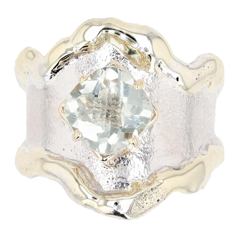 14K Gold & Crystalline Silver Prasiolite Ring - 6072-Charles Duncan-Renee Taylor Gallery