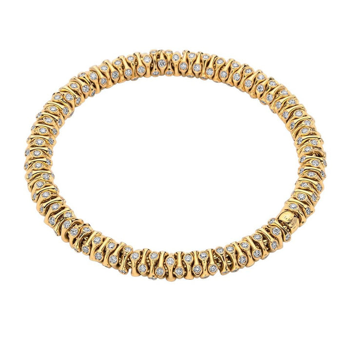 Flex'it PRIMA 18K Yellow Gold with Diamond Pave 3.4mm Bracelet-FOPE-Renee Taylor Gallery