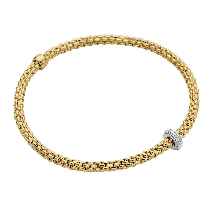 Flex'it PRIMA 18K Yellow Gold with Diamond Pave 3.4mm Bracelet-FOPE-Renee Taylor Gallery