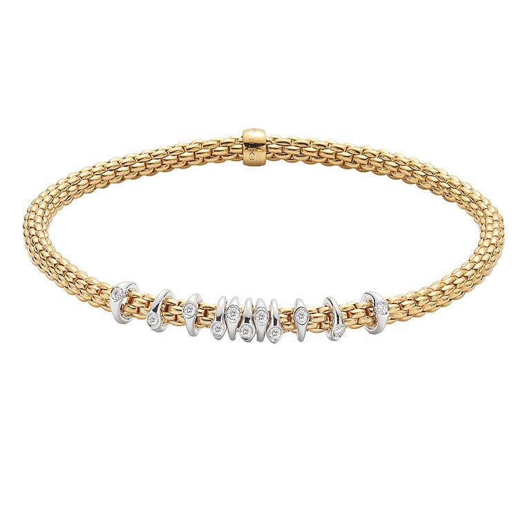Prima Flex'it 18K Gold & Diamond Pave Bracelet - 747B-FOPE-Renee Taylor Gallery