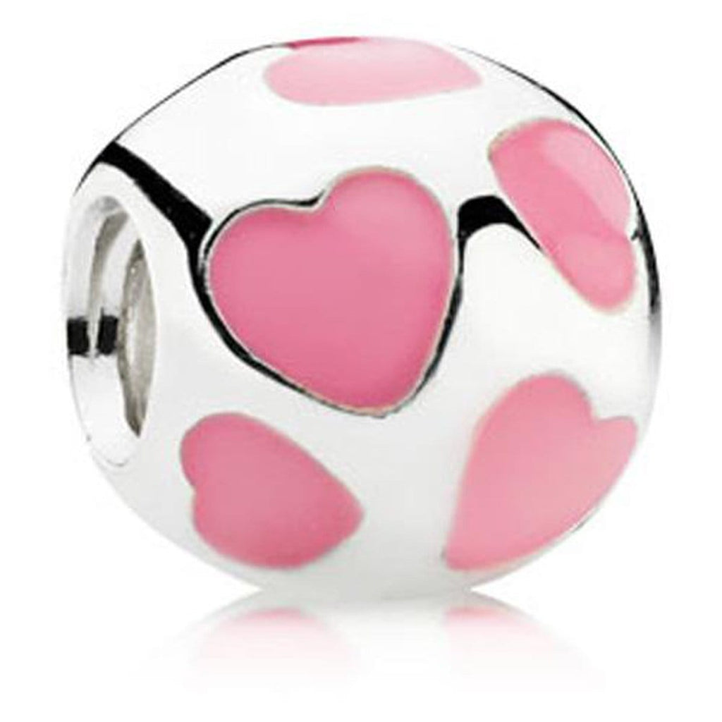 PANDORA Glittering Soft Pink Enamel Heart Charm 791886EN113