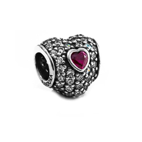 In My Heart Clear Cubic Zirconia & Synthetic Ruby Charm - 791168SRU-Pandora-Renee Taylor Gallery