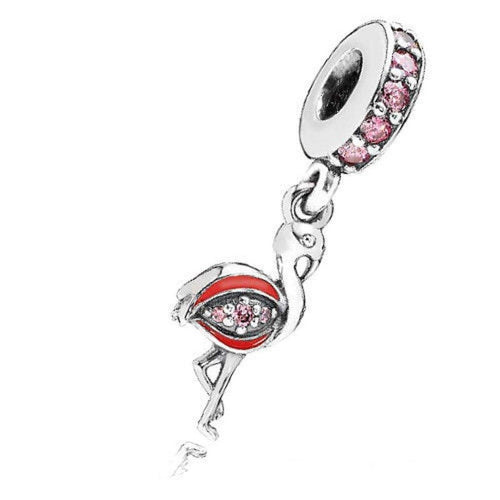 Flamingo Cubic Zirconia & Enamel Charm - 791294CZS-Pandora-Renee Taylor Gallery