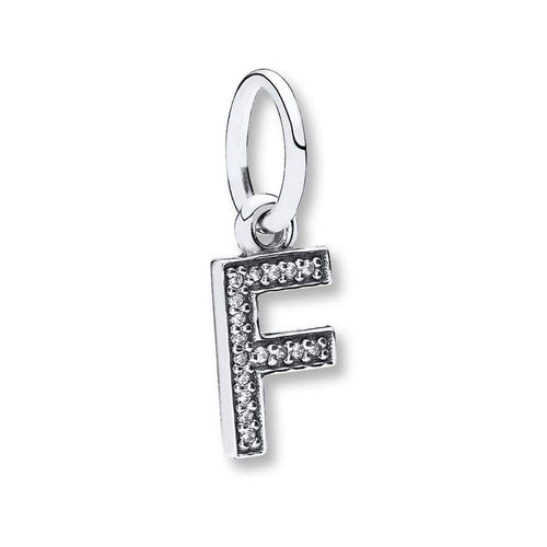 Letter F Clear Cubic Zirconia Charm - 791318CZ-Pandora-Renee Taylor Gallery