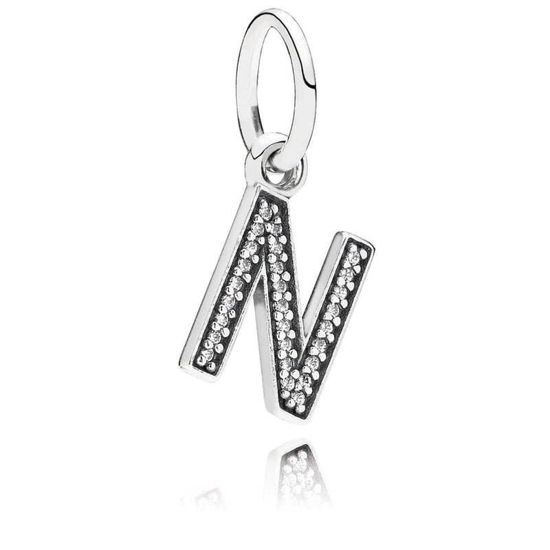 Letter N Clear Cubic Zirconia Charm - 791326CZ-Pandora-Renee Taylor Gallery