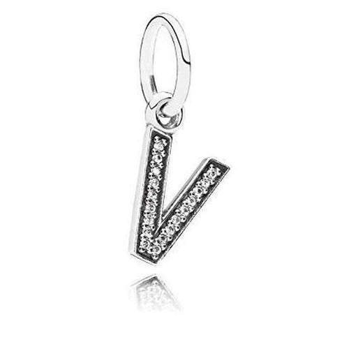 Letter V Clear Cubic Zirconia Charm - 791334CZ-Pandora-Renee Taylor Gallery