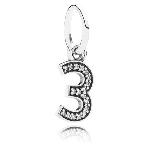 Number 3 Clear Cubic Zirconia Charm - 791341CZ-Pandora-Renee Taylor Gallery