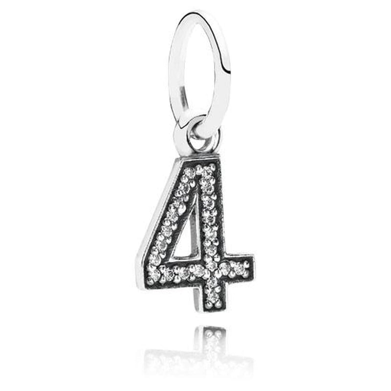 Number 4 Clear Cubic Zirconia Charm - 791342CZ-Pandora-Renee Taylor Gallery