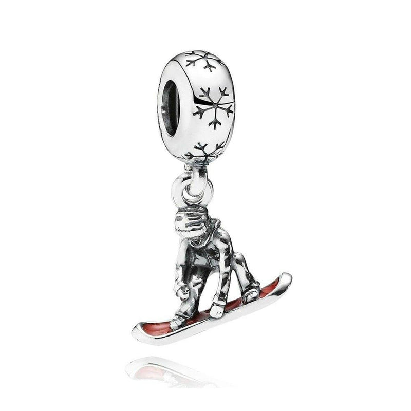 Snowboarder Red Enamel Charm - 791366EN09
