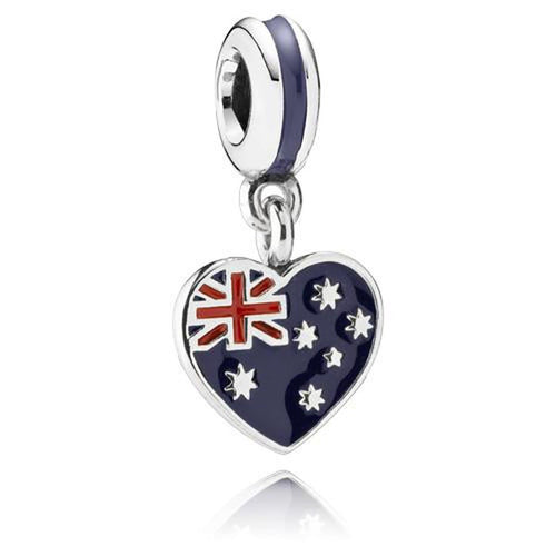 Australian Heart Flag, Blue & Red Enamel Charm - 791415ENMX-Pandora-Renee Taylor Gallery