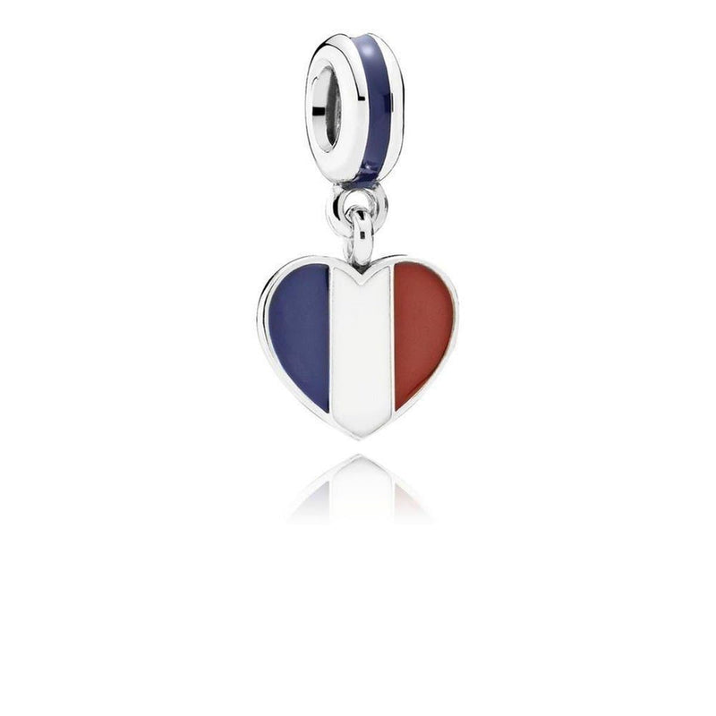 France Heart Flag, Blue, White & Red Enamel Charm - 791546ENMX-Pandora-Renee Taylor Gallery