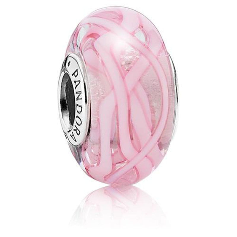 Pink Ribbon of Hope Murano Glass Charm - 791604-Pandora-Renee Taylor Gallery