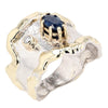 14K Gold & Crystalline Silver Sapphire & Diamond Ring - 8390-Charles Duncan-Renee Taylor Gallery
