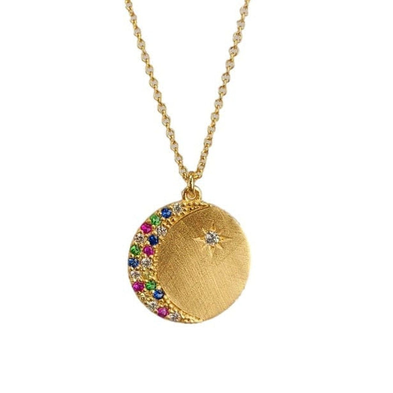 14K Gold Diamond & Sapphire Moon Necklace - M8760-Marika-Renee Taylor Gallery