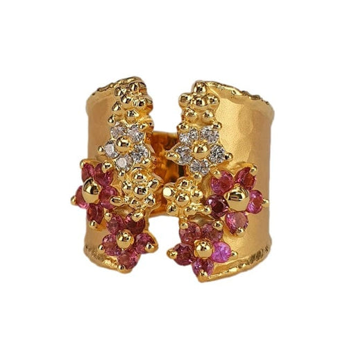 Marika Diamond & Pink TourMline 14k Gold Ring - M8774-Marika-Renee Taylor Gallery