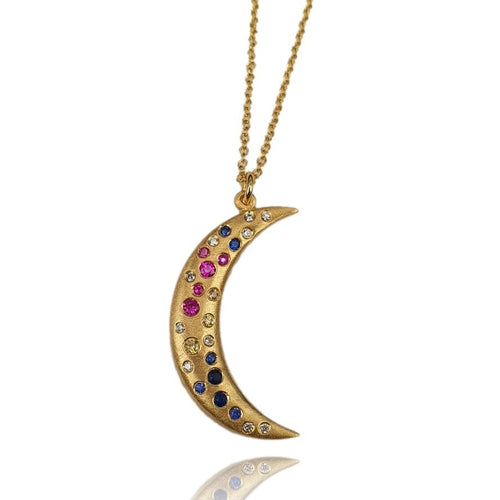 Marika Diamond & Sapphire 14k Gold Moon Necklace - M8839-Marika-Renee Taylor Gallery