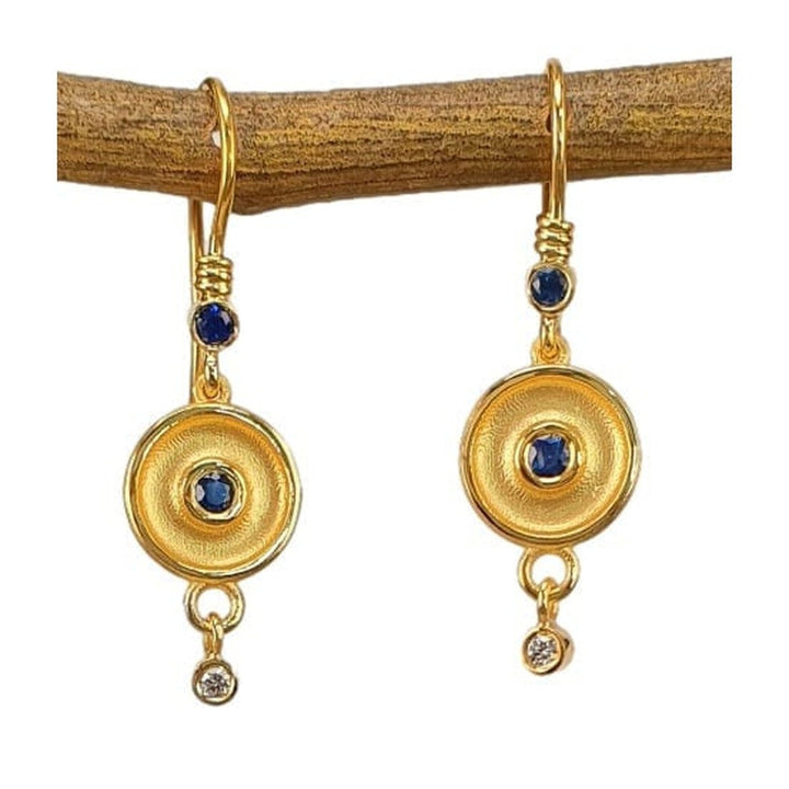 14K Gold, Sapphire & Diamond Earrings - M8860-Marika-Renee Taylor Gallery