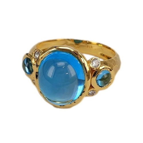 Marika Diamond & Swiss Blue Topaz 14k Gold Ring - M8870-Marika-Renee Taylor Gallery
