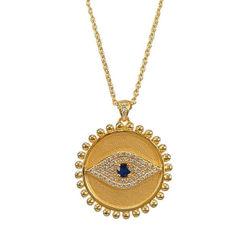 14K Gold, Diamond & Sapphire Eye Necklace - M8871-Marika-Renee Taylor Gallery