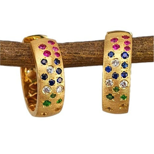 Marika Diamond & Sapphire 14k Gold Huggie Earrings - M8905-Marika-Renee Taylor Gallery