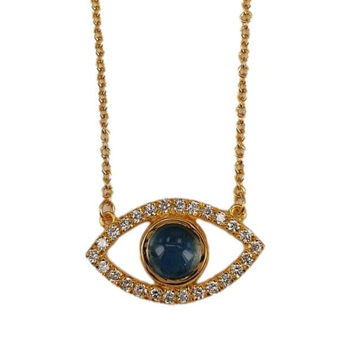 Marika Diamond & AquaMrine 14k Gold Eye Necklace - M8906-Marika-Renee Taylor Gallery