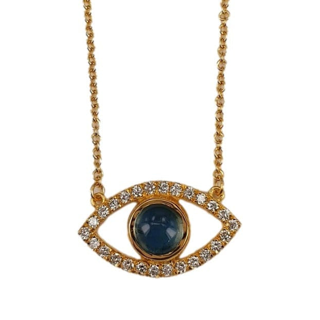 Marika Diamond & Aquamarine 14k Gold Eye Necklace - MA8906-Marika-Renee Taylor Gallery