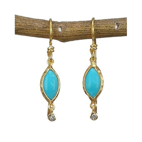 14K Gold, Turquoise & Diamond Earrings - M8930-Marika-Renee Taylor Gallery