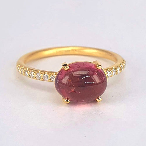 Marika Diamond & Pink TourMline 14k Gold Ring - M8947-Marika-Renee Taylor Gallery
