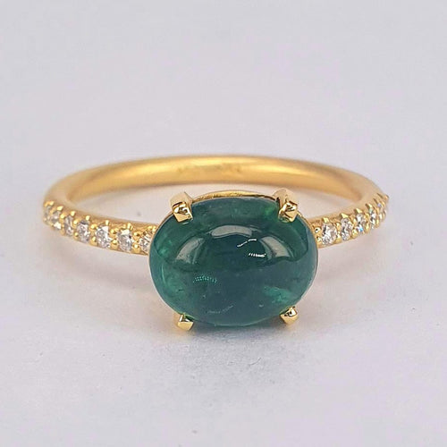 Marika Diamond & Green TourMline 14k Gold Ring - M8948-Marika-Renee Taylor Gallery