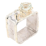 14K Gold & Crystalline Silver Prasiolite & Diamond Ring - 9335-Shelli Kahl-Renee Taylor Gallery