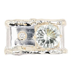 14K Gold & Crystalline Silver Prasiolite & Diamond Ring - 9335-Shelli Kahl-Renee Taylor Gallery