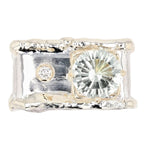 14K Gold & Crystalline Silver Prasiolite & Diamond Ring - 9335-Charles Duncan-Renee Taylor Gallery